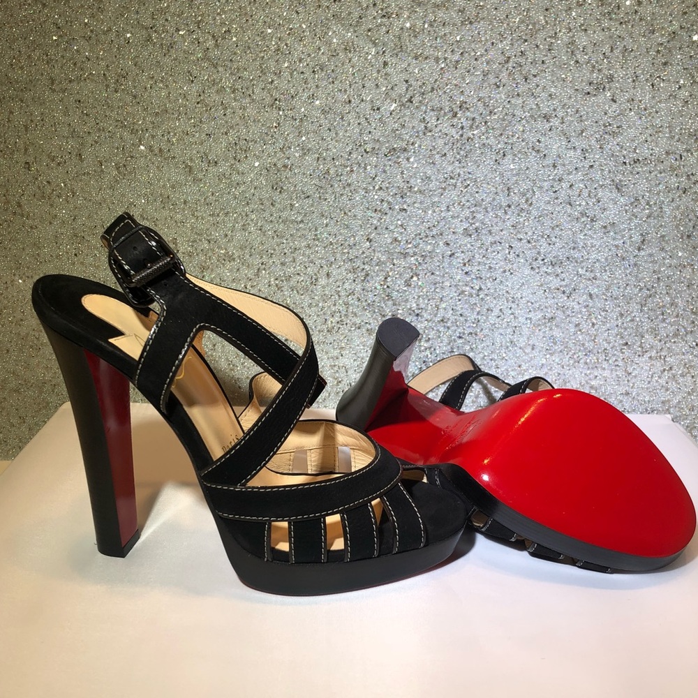 🔴sold🔴 Louboutin Trescity 120 mm Black Suede - Picture 2 of 6
